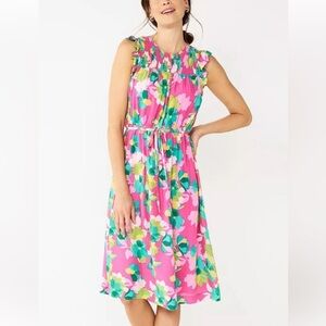 Draper James Floral Smocked Waist Sleeveless Midi Dress - Pink Multi